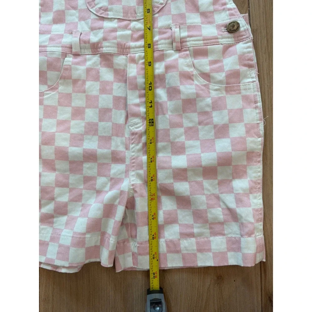 Dotty Dungarees Kids Pink White Checkered Overalls Shortalls Size 5-6 Years‎